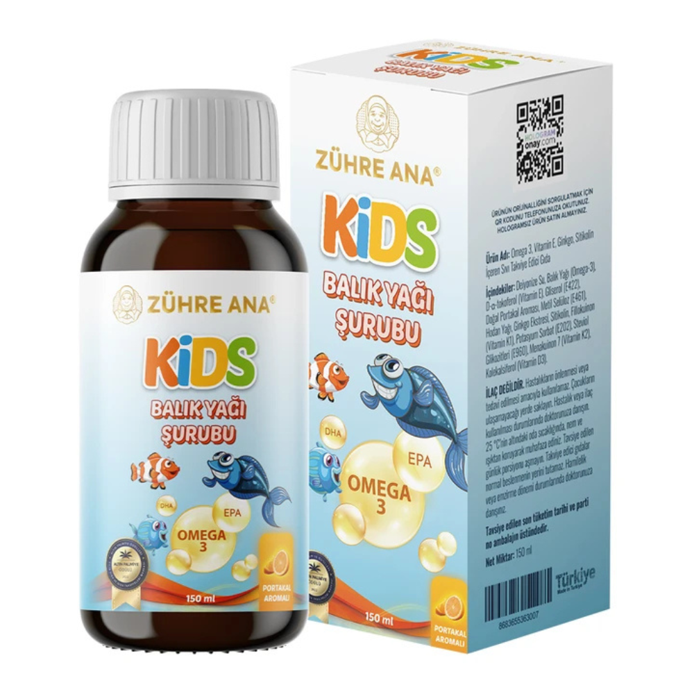 Zühre Ana Kids Omega 3 Portakallı Balık Yağı Şurubu 150ml